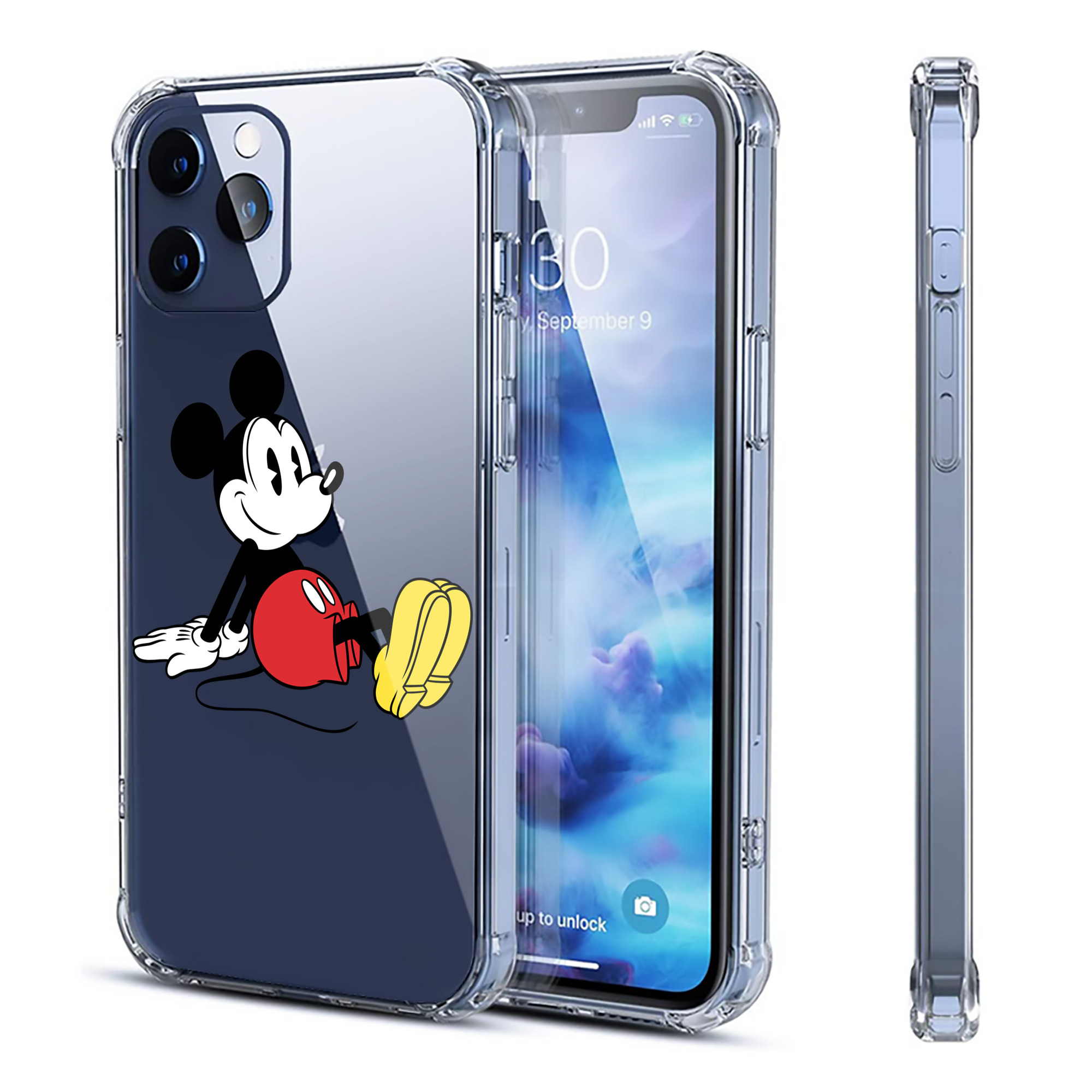 （画像用） ミッキーマウス Mickey Mouse 【iPhone 12シリーズ対応】透明スマホケース（クリアソフトケース）